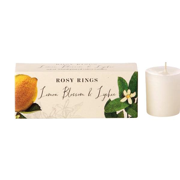 Rosy Rings Lemon Blossom and Lychee Hand Poured Votive Candles Set of 3 - A Secret Admirer