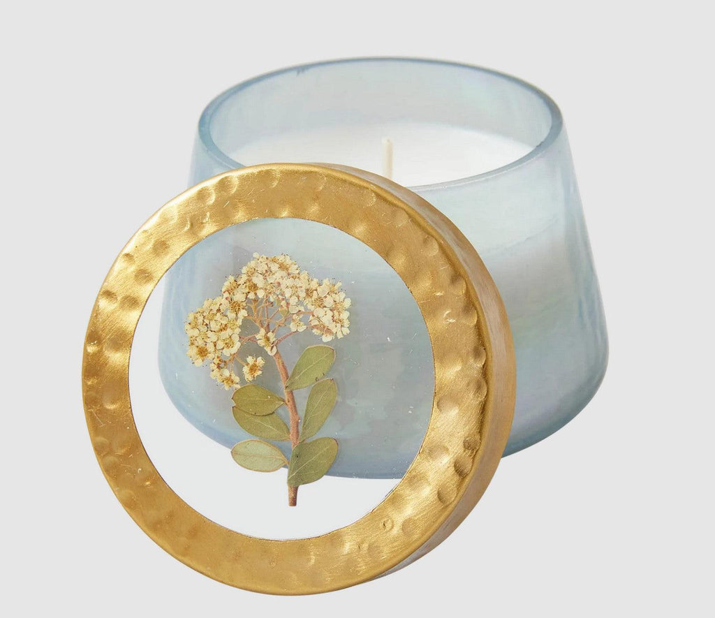 Rosy Rings ridal Wreath Small Peony & Pomelo Pressed Floral Candle - A Secret Admirer