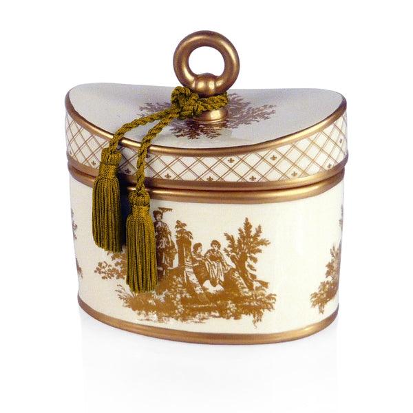 Seda France Classic Toile 2 - Wick Candle Ceramic Elegant Gardenia 22 oz - A Secret Admirer