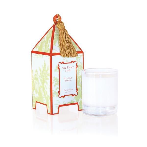 Seda France Malaysian Bamboo Classic Toile Mini Pagoda Box Candle 2oz - A Secret Admirer