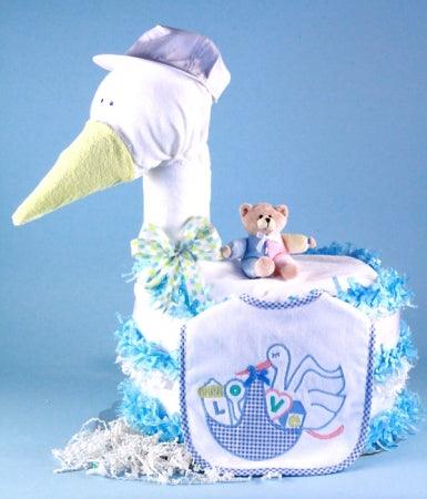 Stork Delivers Baby Boy Diaper Cake - A Secret Admirer