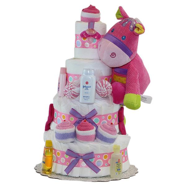 Sweet Baby Horse Girl Diapercake - A Secret Admirer