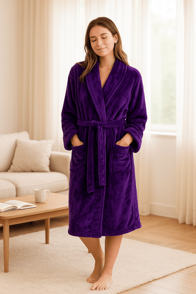 Terrytown Tahoe Microfleece Shawl Collar Robe Purple - A Secret Admirer