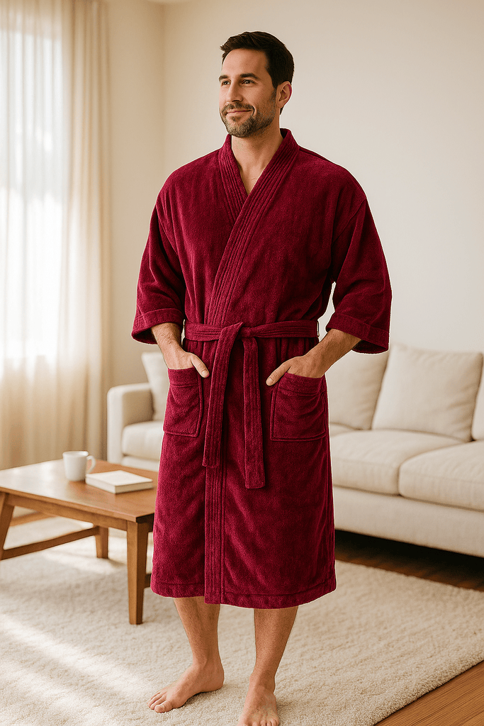 Terrytown Terry Velour Kimono Robes Burgandy - A Secret Admirer