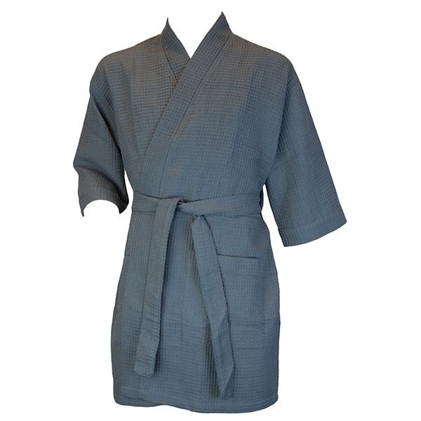 Terrytown Thigh Length Waffle Weave Kimono Robe Grey - A Secret Admirer