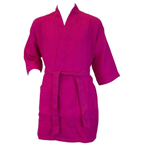 Terrytown Thigh Length Waffle Weave Kimono Robe Hot Pink - A Secret Admirer