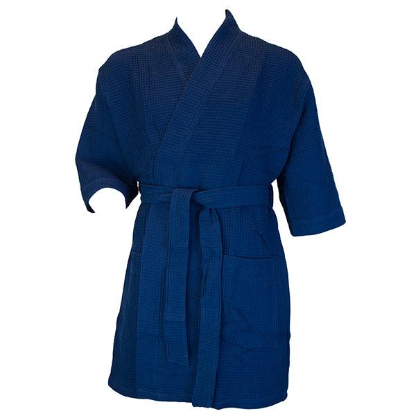 Terrytown Thigh Length Waffle Weave Kimono Robe Navy - A Secret Admirer