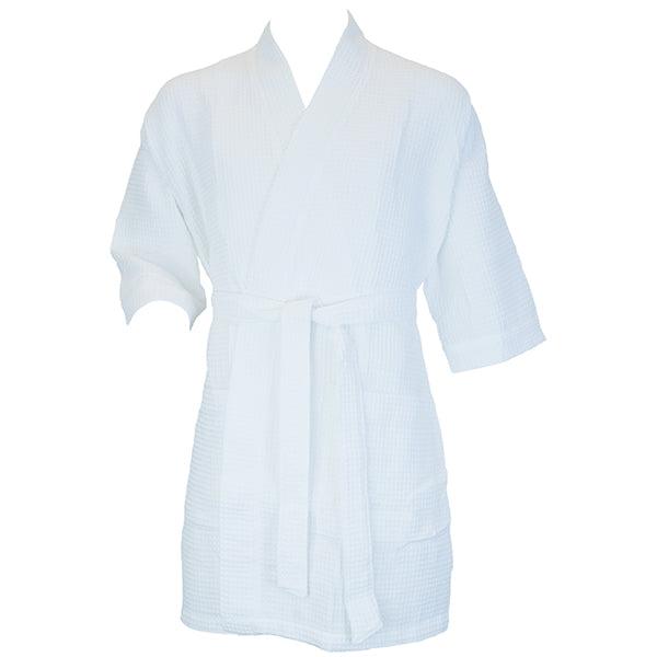 Terrytown Thigh Length Waffle Weave Kimono Robe White - A Secret Admirer