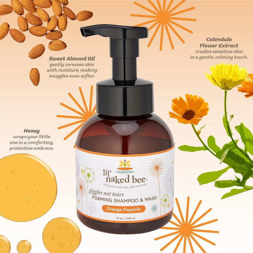 The Naked Bee Orange Popsicle Giggles Not Tears Foaming Shampoo & Wash 12 oz. - A Secret Admirer