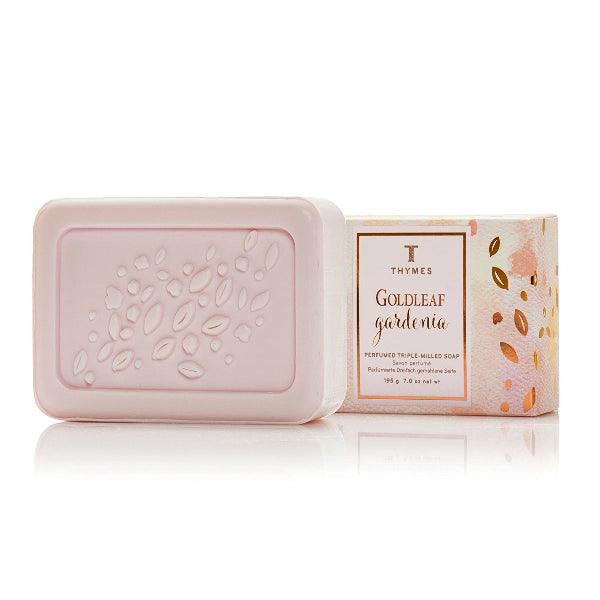 Thymes Goldleaf Gardenia perfumed triple milled bar soap 6oz - A Secret Admirer