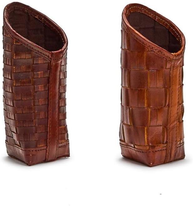 Two's Company Chestnut Woven Leather Standing Triangular Weighted Eyeglass/Accessory Holder Mid Brown - A Secret Admirer