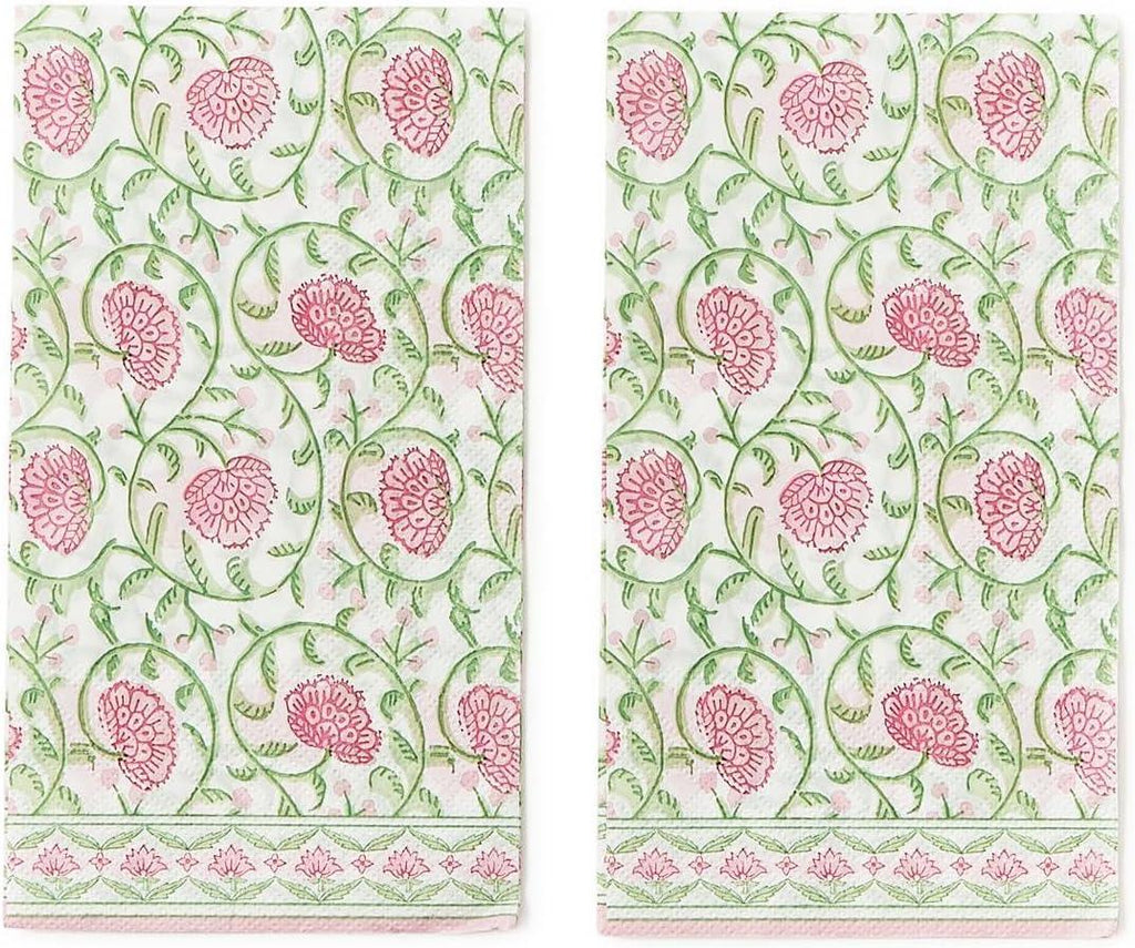 Two's Company Floral Block Print 3 - Ply Paper Dinner Napkin Guest Towel, 8 - inch Height, Kitchen Accessories, - A Secret Admirer