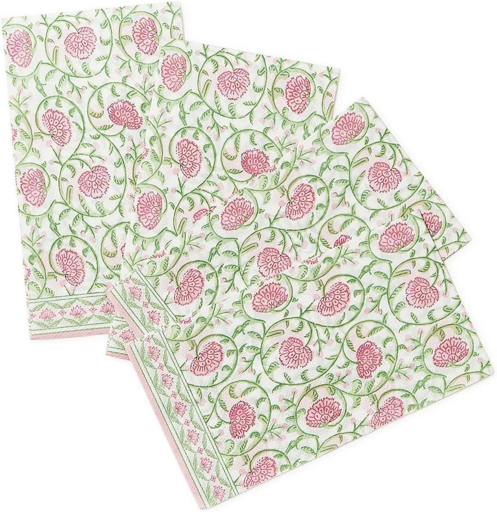 Two's Company Floral Block Print 3 - Ply Paper Dinner Napkin Guest Towel, 8 - inch Height, Kitchen Accessories, - A Secret Admirer