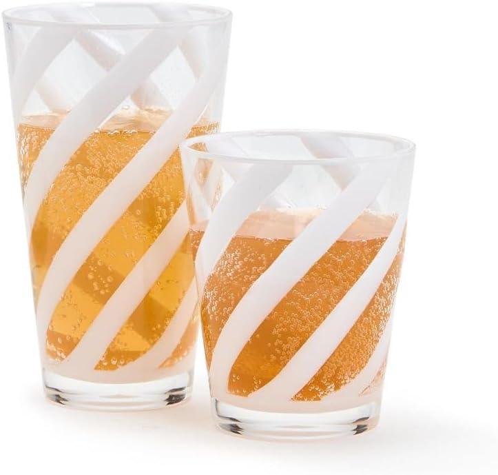 Two's Company Interlaced Opaque White 24 - Pieces Drinking Glass In 2 Sizes - A Secret Admirer