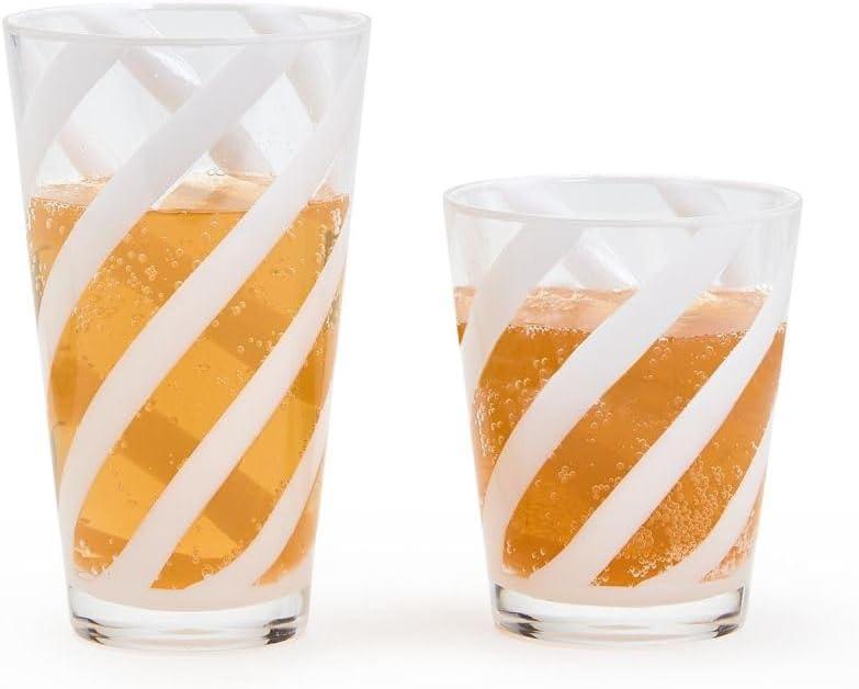 Two's Company Interlaced Opaque White 24 - Pieces Drinking Glass In 2 Sizes - A Secret Admirer