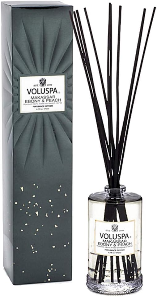 Voluspa Makassar Ebony & Peach - Reed Diffuser Makassar Ebony & Peach - A Secret Admirer