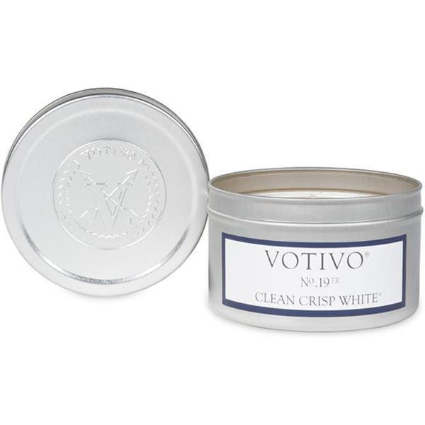 Votivo Aromatic Travel Tin Candle Clean Crisp White 4oz - A Secret Admirer