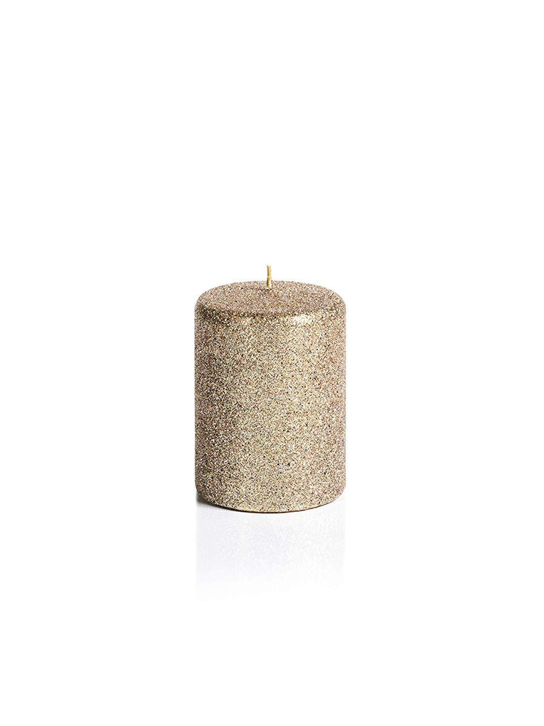 Zodax Gold Glitter Pillar Candle 3 x 4 inch - A Secret Admirer