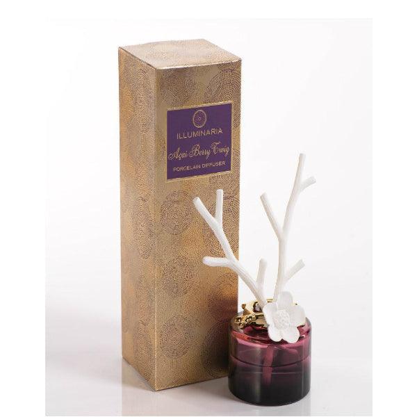 Zodax Illuminaria Twigs and Flower Porcelain Diffuser Acai Berry 2.7oz - A Secret Admirer