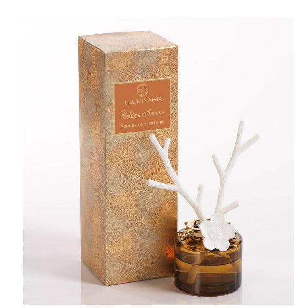 Zodax Illuminaria Twigs and Flower Porcelain Diffuser Vetivert Wood 2.7oz - A Secret Admirer