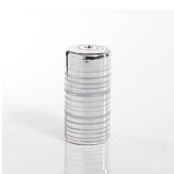 Zodax Metallic Candle with Glitter Brush Medium Silver 3.25" x 6" - A Secret Admirer