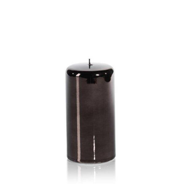 Zodax Metallic Shiny Pillar Medium Charcoal Candle 3.25" x 6" - A Secret Admirer